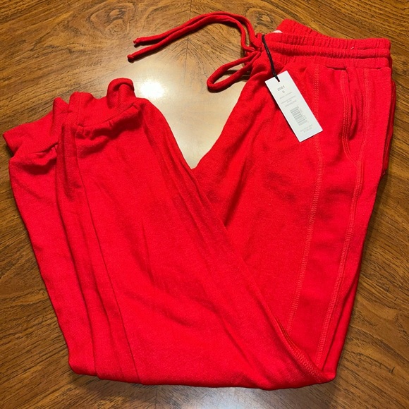 Michael Stars Red Grenadine Jenny Joggers Drawstring Waist Pockets Size Small - Picture 3 of 5
